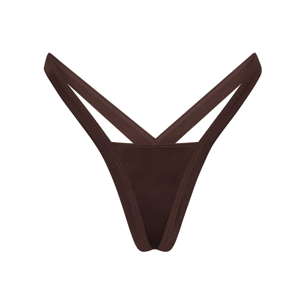 Skims STRETCH SATIN BUTTERFLY Thong Chocola | CTN-945063