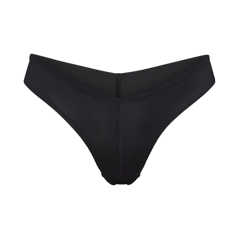 Skims STRETCH SATIN CHEEKY Tanga Zwart | TBQ-139748