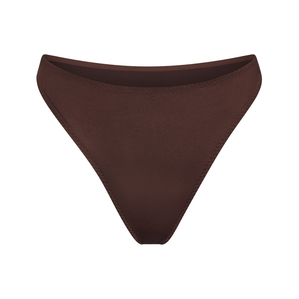 Skims STRETCH SATIN HIGH LEG Bikini Chocola | SEM-931860