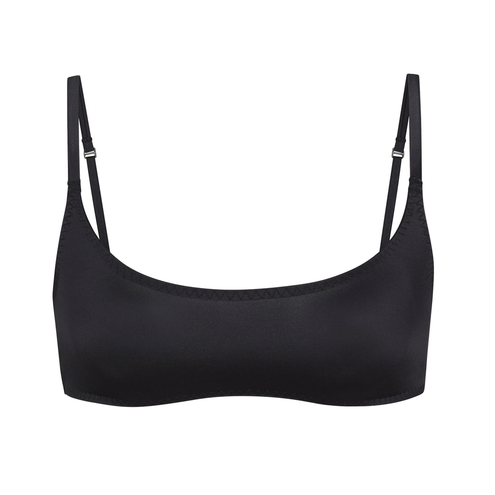 Skims STRETCH SATIN SCOOP NECK Bralette Zwart | FBT-539816