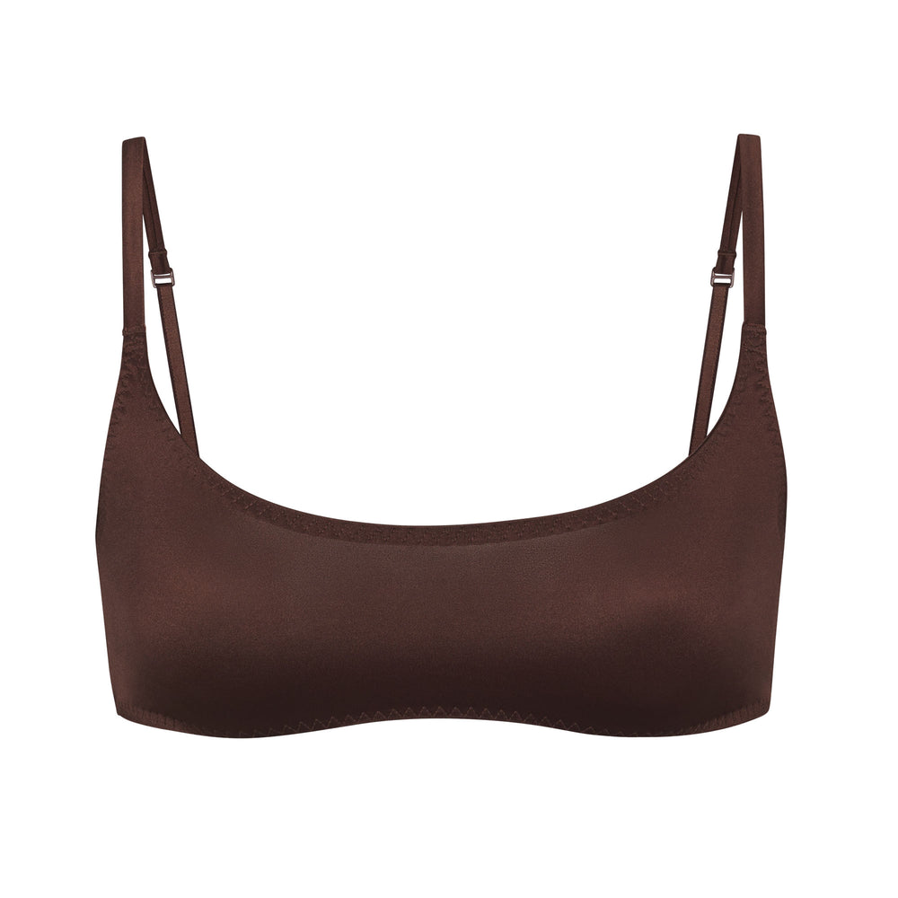 Skims STRETCH SATIN SCOOP NECK Bralette Chocola | WUI-543701