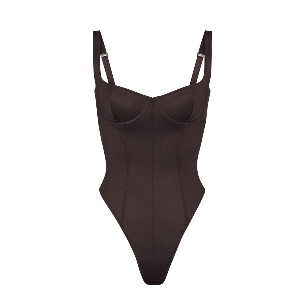 Skims STRETCH SATIN Stretch Satin Bodysuit Zwart | YKI-418569