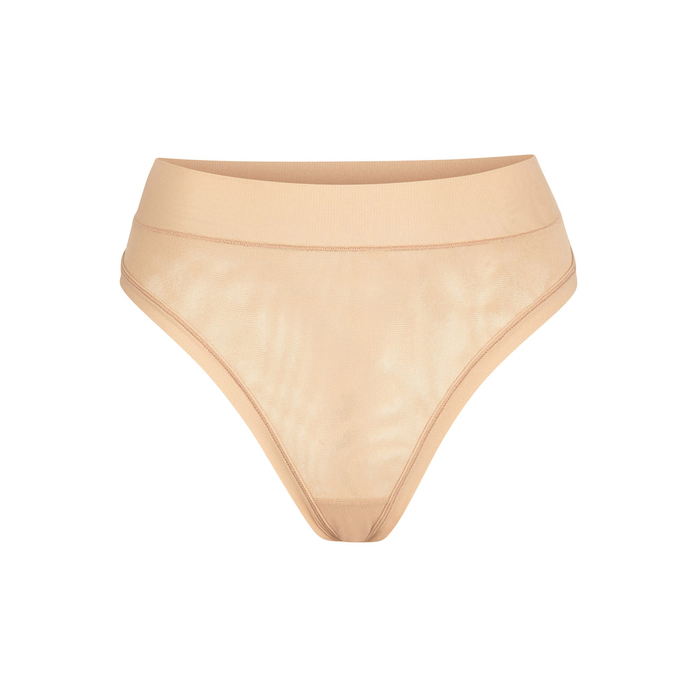 Skims SUMMER MESH MID WAIST Thong Beige | WOM-365091