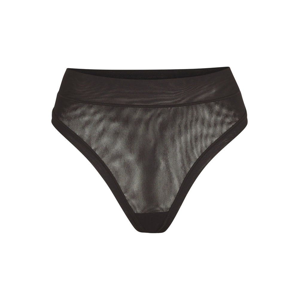 Skims SUMMER MESH MID WAIST Thong Zwart | YAU-392471