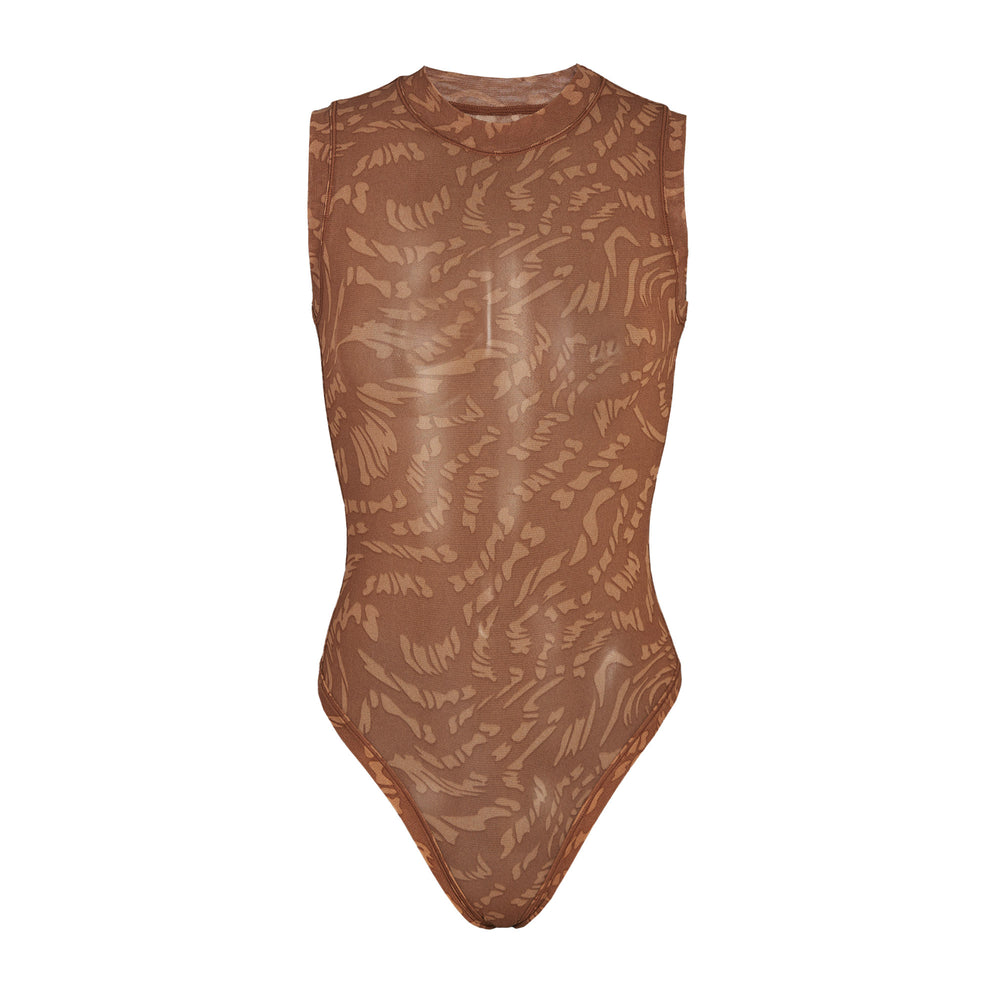 Skims SUMMER MESH Mock Neck Bodysuit Bruin | ZXQ-156309