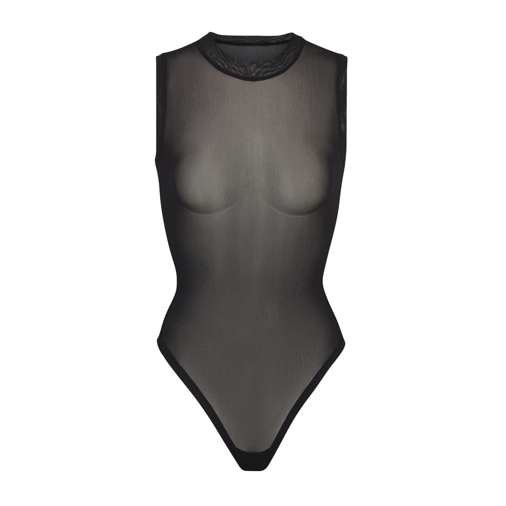 Skims SUMMER MESH Mock Neck Bodysuit Zwart | LKN-456718