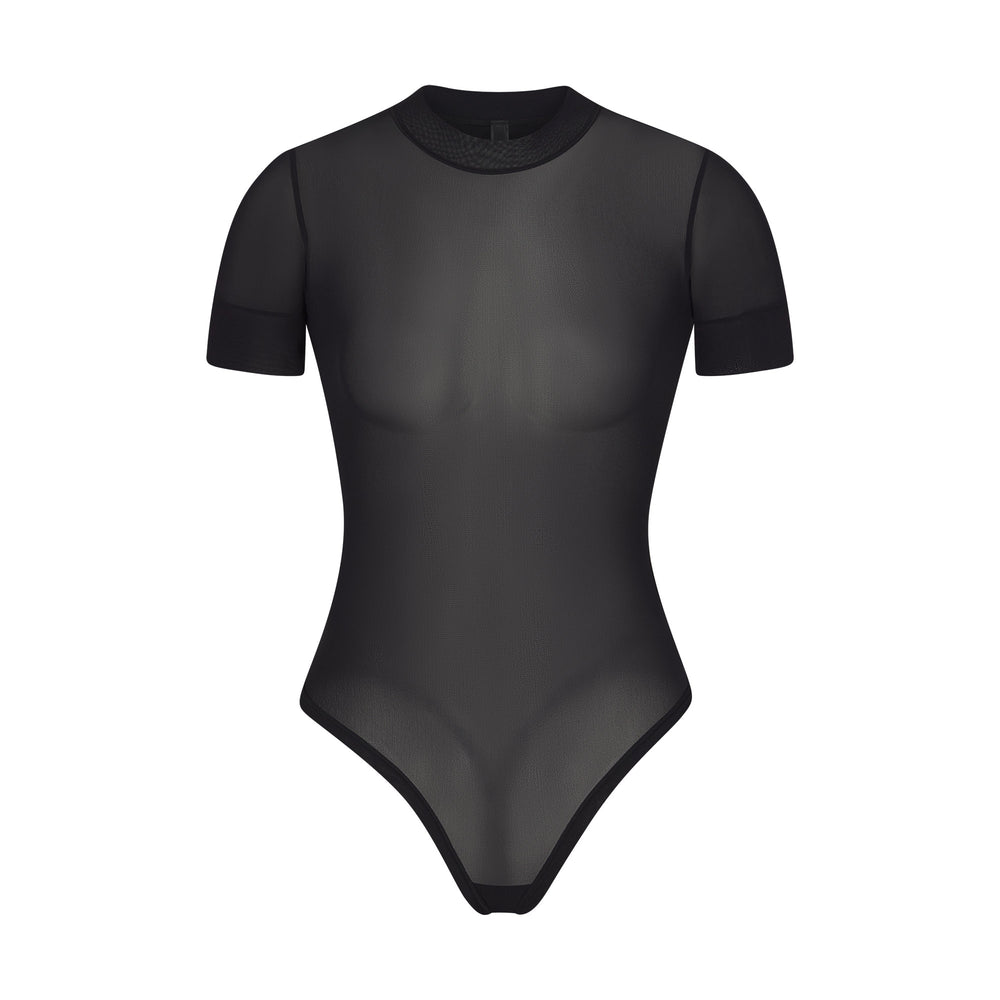 Skims SUMMER MESH T-shirt Bodysuit Zwart | ZRC-574283