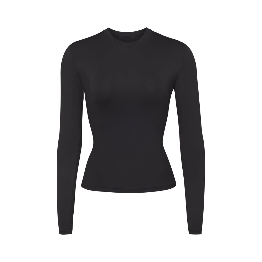 Skims SWIM LONG SLEEVE SHIRT Cover-ups Zwart | KHP-247069