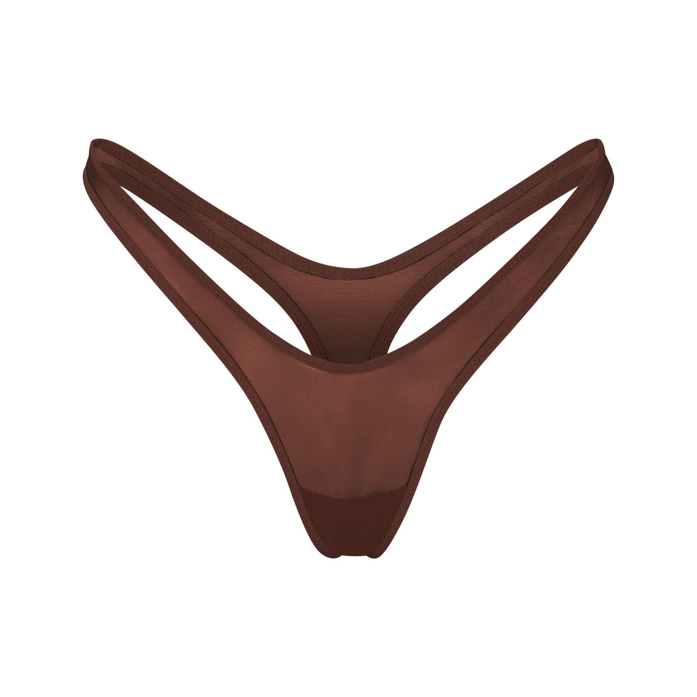 Skims ULTRA FINE MESH MICRO DIPPED Thong Chocola | VRO-658710