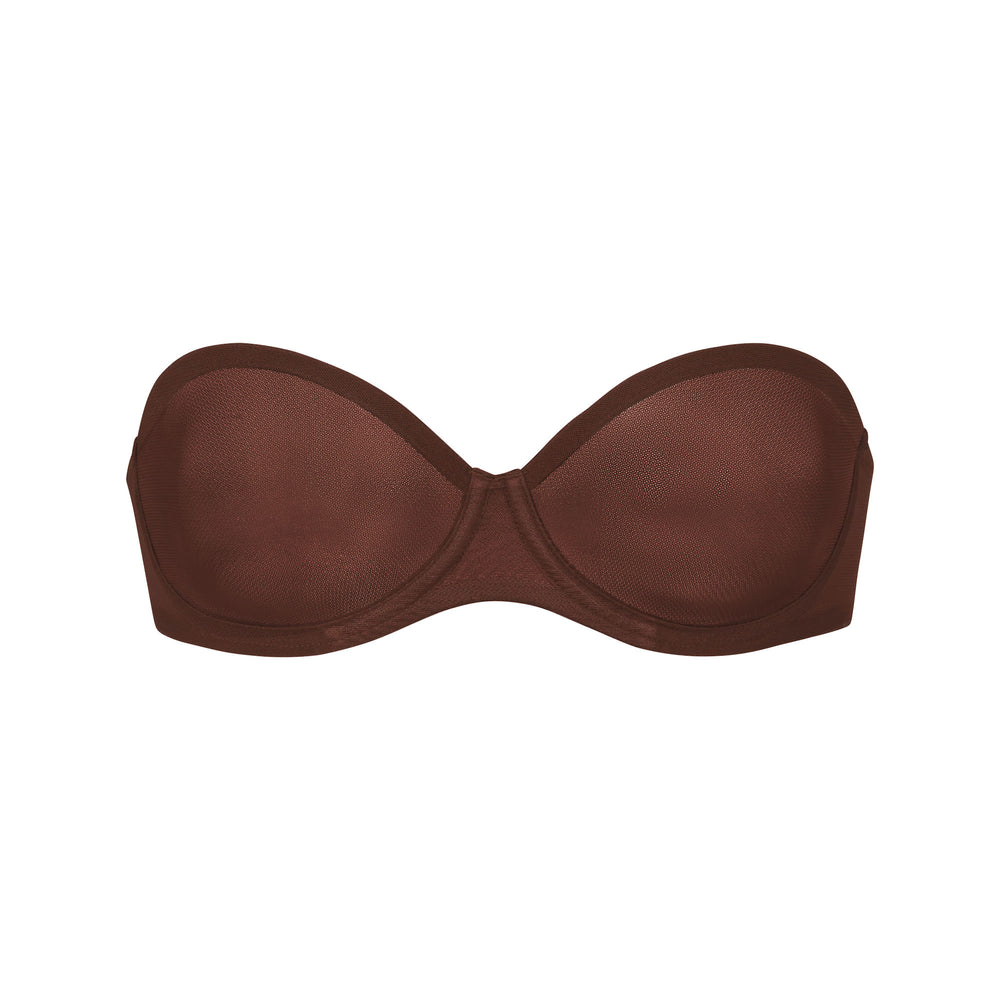 Skims ULTRA FINE MESH Strapless Bra Chocola | LEJ-043692