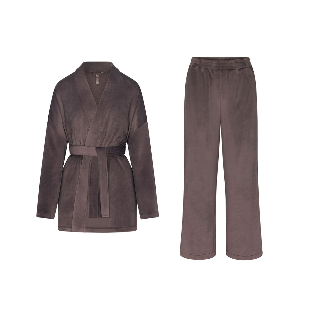 Skims VELOUR WRAP Sleep Set Paars Grijs | TZS-508763