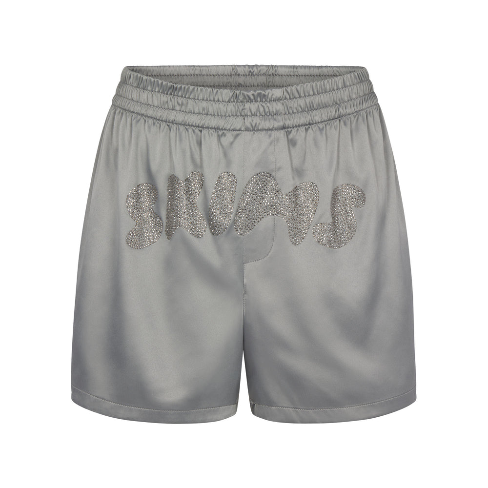 Skims WOVEN SHINE Boxer Shorts Lichtgrijs | ZNU-296147