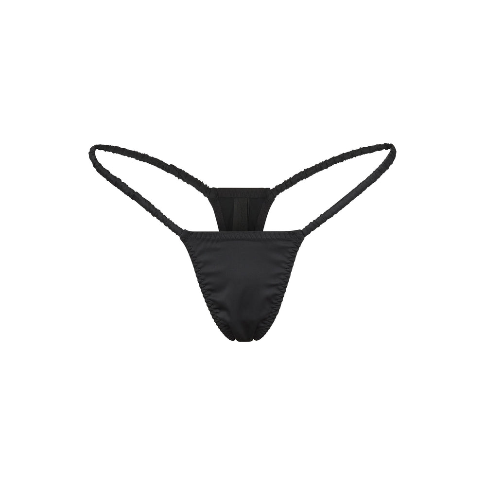 Skims WOVEN SHINE SCRUNCHIE STRING Thong Zwart | RXD-961708