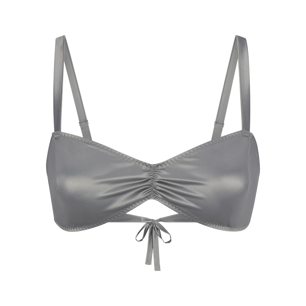 Skims WOVEN SHINE TIE BACK Bralette Lichtgrijs | NHY-697438