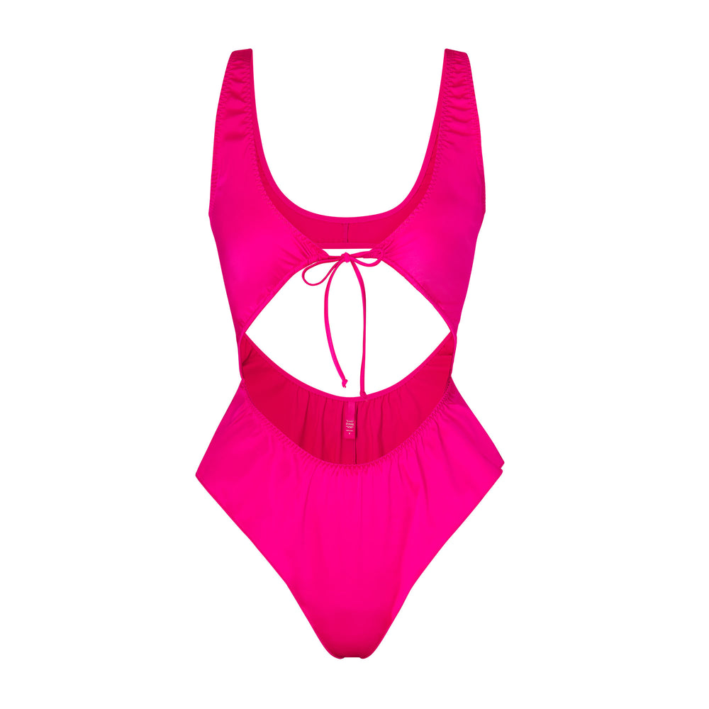 Skims WOVEN SHINE TIE FRONT Bodysuit Roze | XQD-682703
